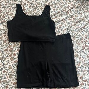 SHEIN Black Crop Top and Shorts Set